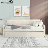 Bellemave® Twin Size Upholstered Daybed with Trundle and USB Charging - Bellemave